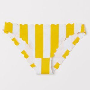 H&M yellow white low rise bikini bottom scalloped